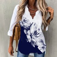 Women's T-shirt Long Sleeve Blouses Printing Ruffles Fashion Flower main image 3