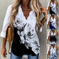 Women's T-shirt Long Sleeve Blouses Printing Ruffles Fashion Flower main image 1