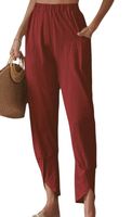 Women's Daily Retro Solid Color Full Length Pocket Casual Pants main image 4