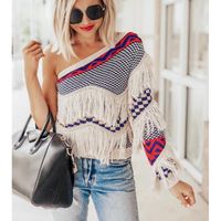 Women's Blouse Blouse Long Sleeve Sweaters & Cardigans Patchwork Hawaiian Stripe sku image 4