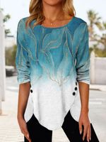 Women's T-shirt Half Sleeve Blouses Printing Patchwork Preppy Style Printing main image 5