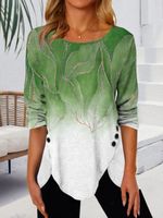 Women's T-shirt Half Sleeve Blouses Printing Patchwork Preppy Style Printing main image 3