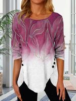 Women's T-shirt Half Sleeve Blouses Printing Patchwork Preppy Style Printing main image 2