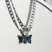 Ins Style Butterfly Titanium Steel Enamel Pendant Necklace 1 Piece main image 1
