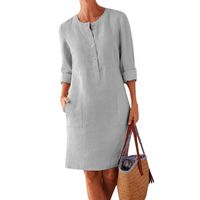Women's A-line Skirt Vacation Round Neck Patchwork Long Sleeve Solid Color Midi Dress Holiday main image 5
