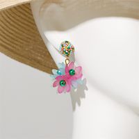 Elegant Flower Arylic Alloy Women's Earrings 1 Pair sku image 1