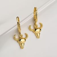 Fashion Cattle Copper Gold Plated Zircon Drop Earrings 1 Pair main image 4