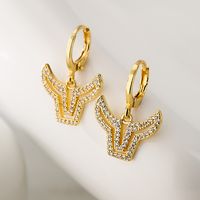 Fashion Cattle Copper Gold Plated Zircon Drop Earrings 1 Pair main image 2