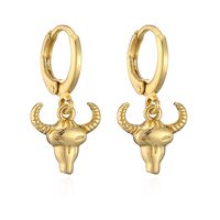 Fashion Cattle Copper Gold Plated Zircon Drop Earrings 1 Pair sku image 1