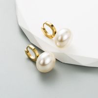 Retro Geometric Titanium Steel Pearl Drop Earrings 1 Pair sku image 2