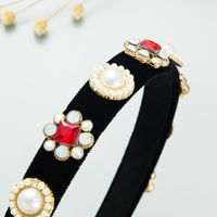 Baroque Style Geometric Cloth Artificial Pearls Rhinestones Hair Band main image 4