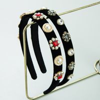 Baroque Style Geometric Cloth Artificial Pearls Rhinestones Hair Band main image 6