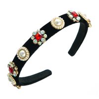 Baroque Style Geometric Cloth Artificial Pearls Rhinestones Hair Band main image 3