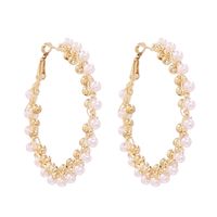 Elegant Geometric Imitation Pearl Alloy Women's Hoop Earrings 1 Pair main image 3