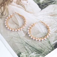 Elegant Geometric Imitation Pearl Alloy Women's Hoop Earrings 1 Pair main image 2