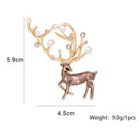 Mode Cerf Alliage Incruster Perles Artificielles Strass Femmes Broches 1 Pièce main image 2