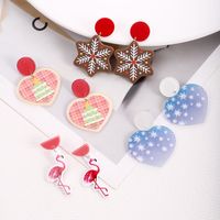 Fashion Heart Shape Snowflake Plastic Printing Women's Drop Earrings 1 Pair main image 1