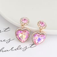 Elegant Round Heart Shape Alloy Rhinestone Women's Drop Earrings 1 Pair main image 1
