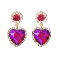 Elegant Round Heart Shape Alloy Rhinestone Women's Drop Earrings 1 Pair sku image 2