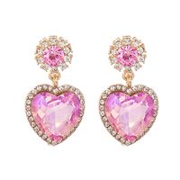 Elegant Round Heart Shape Alloy Rhinestone Women's Drop Earrings 1 Pair sku image 3