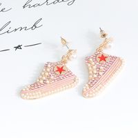 Fashion Shoe Imitation Pearl Alloy Rhinestone Women's Drop Earrings 1 Pair main image 1