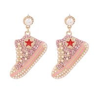 Fashion Shoe Imitation Pearl Alloy Rhinestone Women's Drop Earrings 1 Pair sku image 1