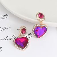 Elegant Round Heart Shape Alloy Rhinestone Women's Drop Earrings 1 Pair main image 3