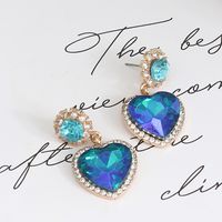 Elegant Round Heart Shape Alloy Rhinestone Women's Drop Earrings 1 Pair main image 2