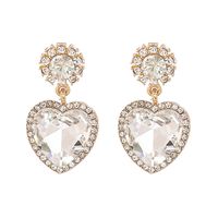 Elegant Round Heart Shape Alloy Rhinestone Women's Drop Earrings 1 Pair sku image 1