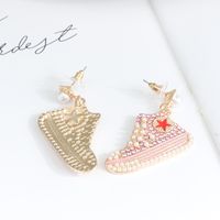 Fashion Shoe Imitation Pearl Alloy Rhinestone Women's Drop Earrings 1 Pair main image 3