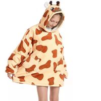 Geometric Animal Solid Color Hooded Polyester Breathable Pajamas main image 3