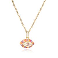 Fashion Devil's Eye Copper Enamel Gold Plated Zircon Pendant Necklace 1 Piece sku image 4