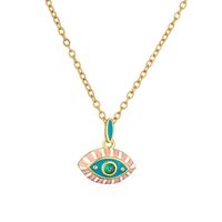 Fashion Devil's Eye Copper Enamel Gold Plated Zircon Pendant Necklace 1 Piece sku image 6