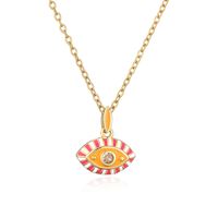 Fashion Devil's Eye Copper Enamel Gold Plated Zircon Pendant Necklace 1 Piece sku image 8