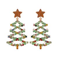 Moda Árbol De Navidad Estrella Aleación Diamante De Imitación Mujeres Pendientes De Gota 1 Par sku image 2