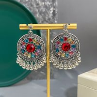 1 Pair Ethnic Style Geometric Alloy Inlay Artificial Gemstones Women's Drop Earrings main image 5