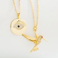 Fashion Devil's Eye Bird Copper Gold Plated Zircon Pendant Necklace 1 Piece main image 7