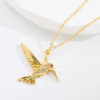 Fashion Devil's Eye Bird Copper Gold Plated Zircon Pendant Necklace 1 Piece sku image 2