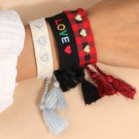 Retro Letter Heart Shape Rope Knitting Women's Bracelets 1 Piece main image 1