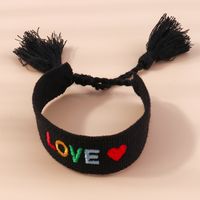 Retro Letter Heart Shape Rope Knitting Women's Bracelets 1 Piece sku image 4