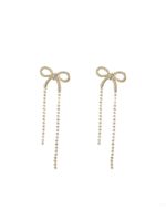 Sweet Bow Knot Copper Artificial Pearls Zircon Drop Earrings 1 Pair main image 2