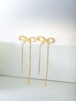 Sweet Bow Knot Copper Artificial Pearls Zircon Drop Earrings 1 Pair main image 5