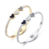 Fashion Heart Shape Titanium Steel Rhinestones Bangle main image 2