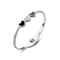 Fashion Heart Shape Titanium Steel Rhinestones Bangle sku image 1