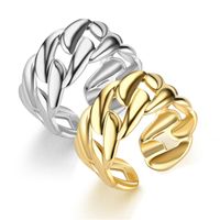 Simple Style Waves Titanium Steel Open Ring main image 1