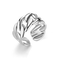 Simple Style Waves Titanium Steel Open Ring main image 4