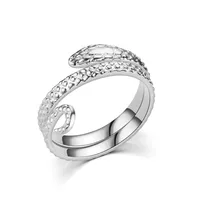 Fashion Plant Heart Shape Snake Titanium Steel Open Ring sku image 8