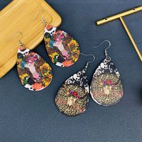 Retro Water Droplets Cattle Pu Leather Women's Earrings 1 Pair main image 1