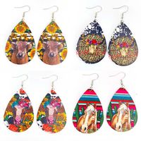 Retro Water Droplets Cattle Pu Leather Women's Earrings 1 Pair main image 5