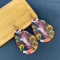 Retro Water Droplets Cattle Pu Leather Women's Earrings 1 Pair main image 4